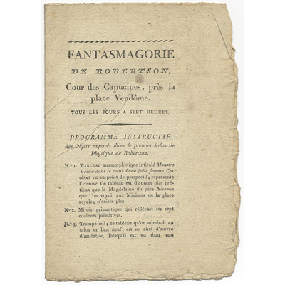 LIVRE vers 1800. « FANTASMAGORIE de ROBERTSON », France